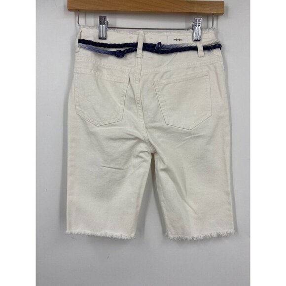 Habitual‎ Girls White Raw Hem Bermuda Denim Shorts Belted Size 10 NWT - Picture 2 of 12